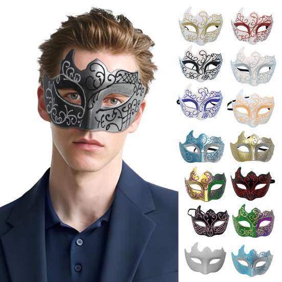Mäns halvmask med elastiskt band Vintage glitter halvmask skydd ögonmask Halloweenkostym Maskeradfest Scenföreställningstillbehör
