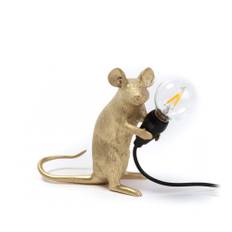 Seletti - Mouse Lamp Sitting Gold - Bordslampor - Marcantonio Raimondi Malerba - Guld