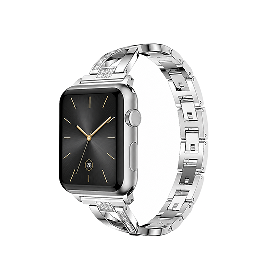 Apple Watch (42/44/SE/45/46/49mm) - Diamant Stål Dame Urrem - Sølv