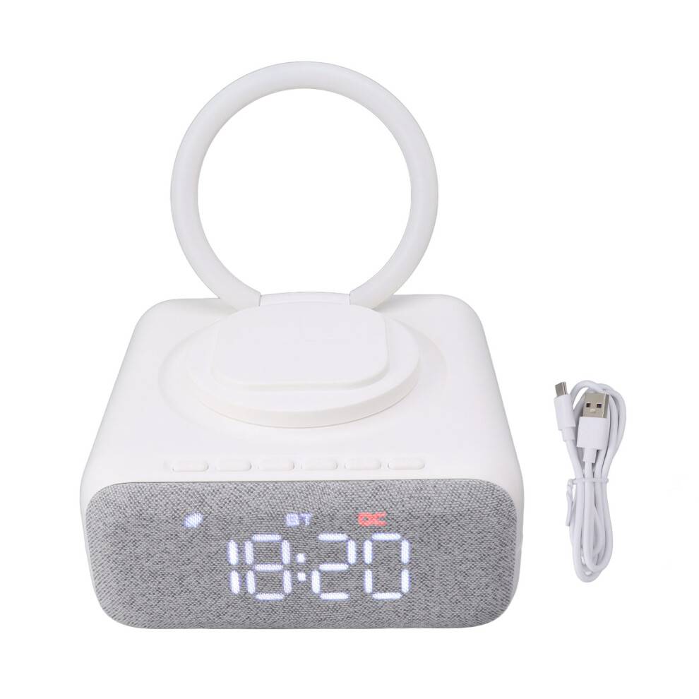 Natlys Vækkeurradio med Bluetooth Ghettoblaster Trådløs Opladningsstation FM Radio Snooze Sleep Timer Automatisk Tidsindstilling USB