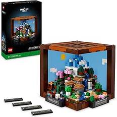 LEGO Minecraft Arbetsbänk, Klossbyggt dataspelsset med minifigurer, mobs och landskap, 15-årsjubileumsmodell, Presentidé för vuxna att bygga och visa upp 21265