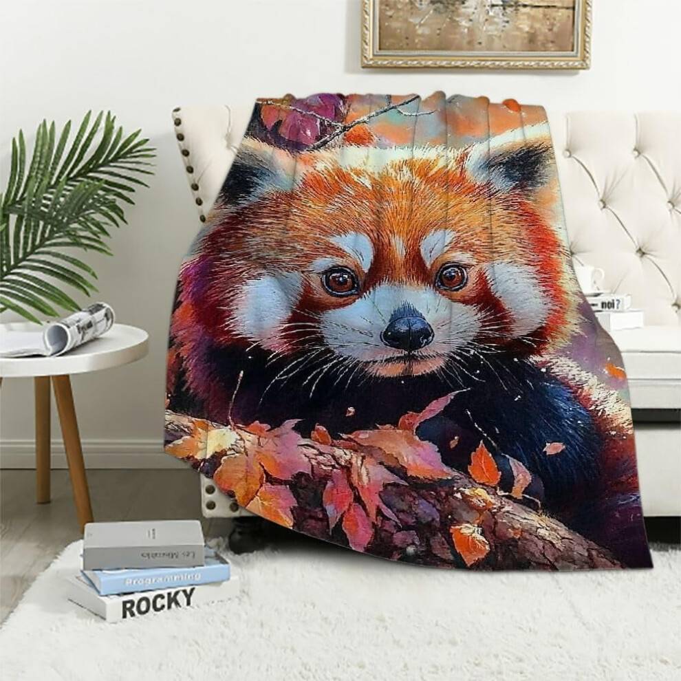 Fortryllende rød panda tæppe - ultrablødt plysflanel, let og varmt, anti-pilling, 60x80 tommer, til sofa, soveværelse, rejser