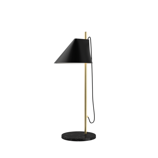 YUH Bordlampe Sort/Messing med marmorfod.