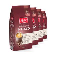 Melitta BellaCrema Intenso Ganze Kaffee-Bohnen 4 x 1kg, ungemahlen, Kaffeebohnen für Kaffee-Vollautomat, kräftige Röstung, geröstet in Deutschland, Stärke 4, im Tray