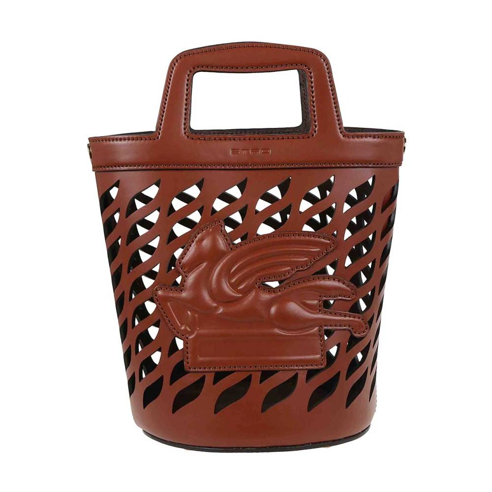 Etro Læder Bucket Bag med Metal Fødder - Tasker - Dame - Brun - ONE SIZE - Læder