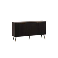 Sideboard Wohnling Folierad spånskiva ekoptik 150 cm 4 dörrar modern - Konsolbord & hallbord Svart