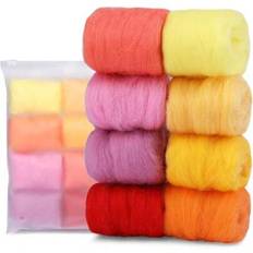 Nålfiltning Ull 8 färger Nature Ull Roving, Tova Ull Bulk, Ull Roving För Nål Tovning, För DIY Hantverk Material och Tovning Ull Hantverkare, 10g/färg - Sommar (8 färger)