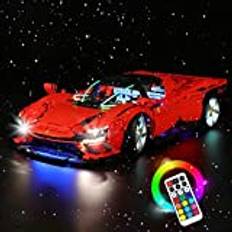 Brick Shine Ljussats för Lego Ferrari Daytona SP3 42143 (Lego-set ingår inte) (RGB-fjärrkontroll)