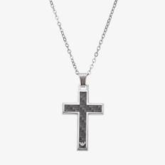 Emporio Armani Black Carbon Fibre Cross Necklace EGS1705040