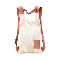 Loewe Pre-owned, Vintage , Dame, Brun, ONE SIZE, Uld, Brugt Unik Strik Rygsæk med Justerbare Stropper til Daglige Nødvendigheder