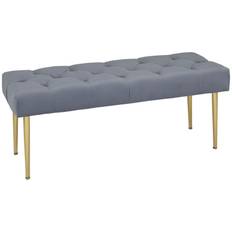 Sängbänk - Sittbänk Sammet Ljusgrå med Guldben 115 x 46 x 49 cm