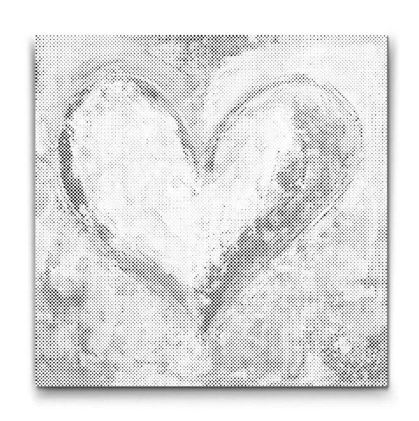 HJÄRTA | PRICKMÅLNING - 80x80 cm / Duk - Utan ram / Svart