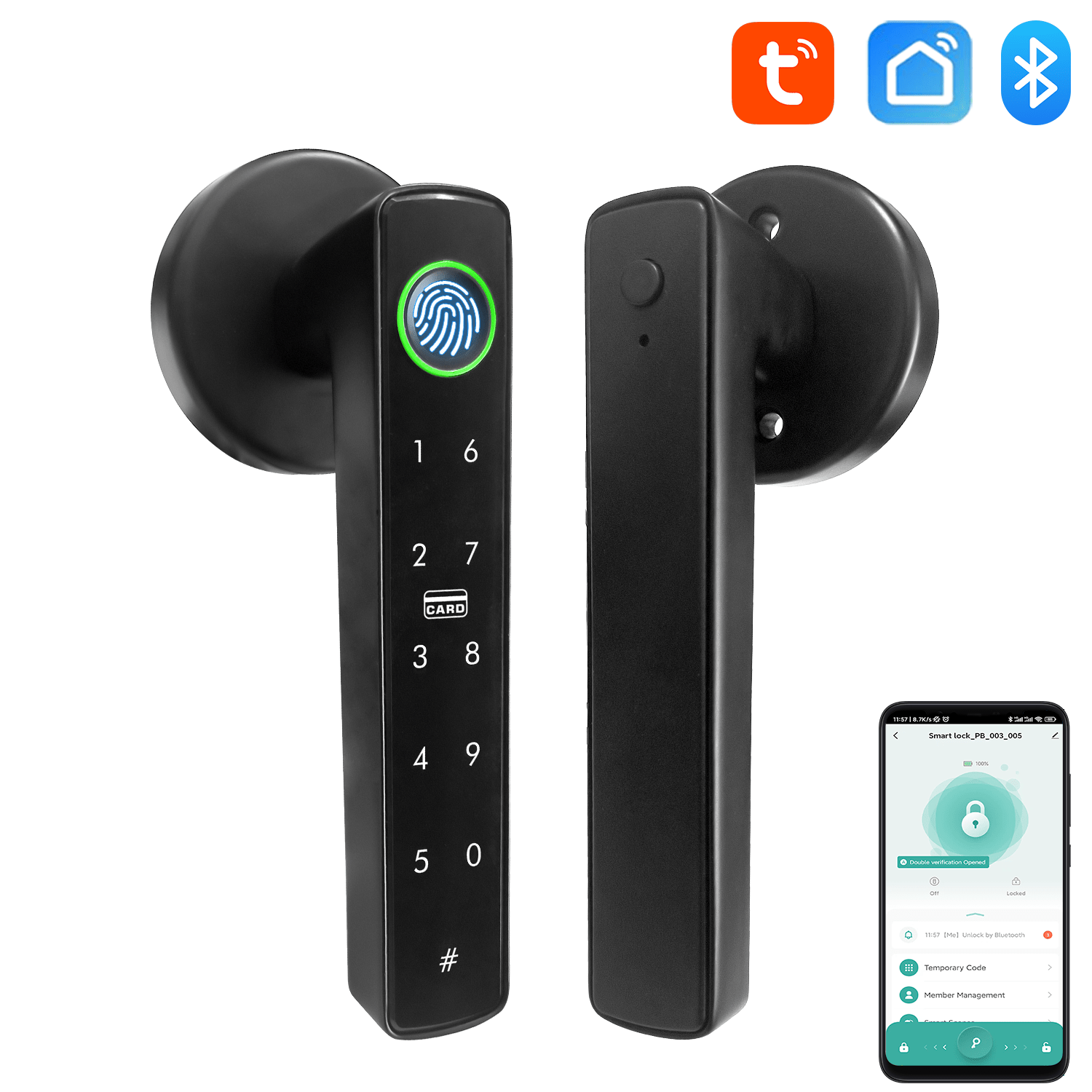 Smart Door Lock With Fingerprint Unlocking, With , Password Function, 2 Nfc Cards, App Unlocking, Suitable For Homes, Apartments, And Cooking Spaces (aluminum Alloy Material)