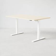 Hæve sænkebord - Standard, Størrelse 140x70 cm, Bordplade Birk, Understel Hvid