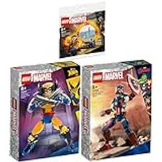 Lego 3-delat set: 76257 Wolverine byggfigur, 76258 Captain America byggfigur & 30652 dimensionsportalen av Doctor Strange