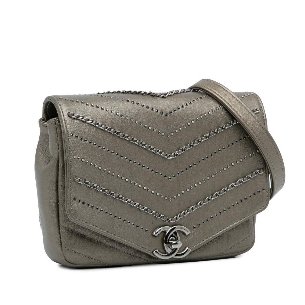 Chanel Vintage Chanel Flap Bag Stl. - Chanel Vintage Från Magasin - Grey (L 18cm x W 14cm x D 3cm)