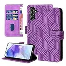 Auslbin Flip-telefon Fodral för Samsung Galaxy A55 5G 6.5", Geometrisk stil Samsung A55 SM-A556 Skyddsfodral med Magnetiskt Spänne PU-läder Fodral, Lila