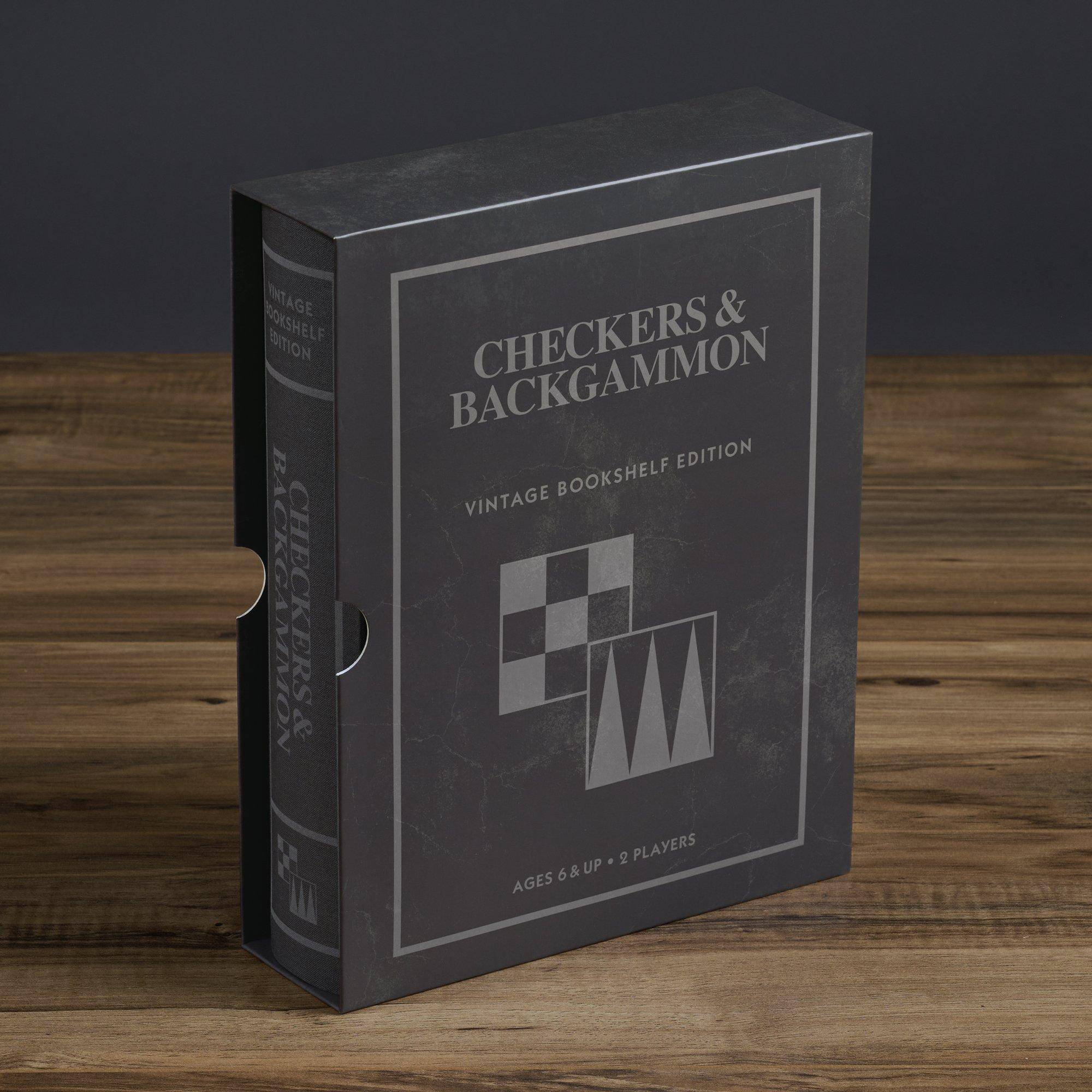 Hasbro Checkers & Backgammon Vintage Bookshelf Edition
