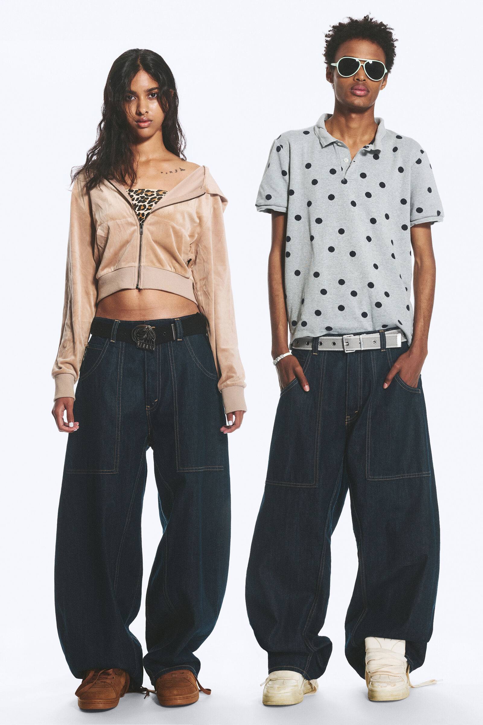Dunno Unisex Low Rise Loose Barrel Jeans