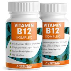 Vitamin B12 Komplex - 730 Tabletten - 500 µg Vit B12 hochdosiert mit Methylcobalamin, Adenosylcobalamin & Hydroxocobalamin B12 im Verhältnis von 4:1:1 - ohne unerwünschte Zusätze - 100% vegan