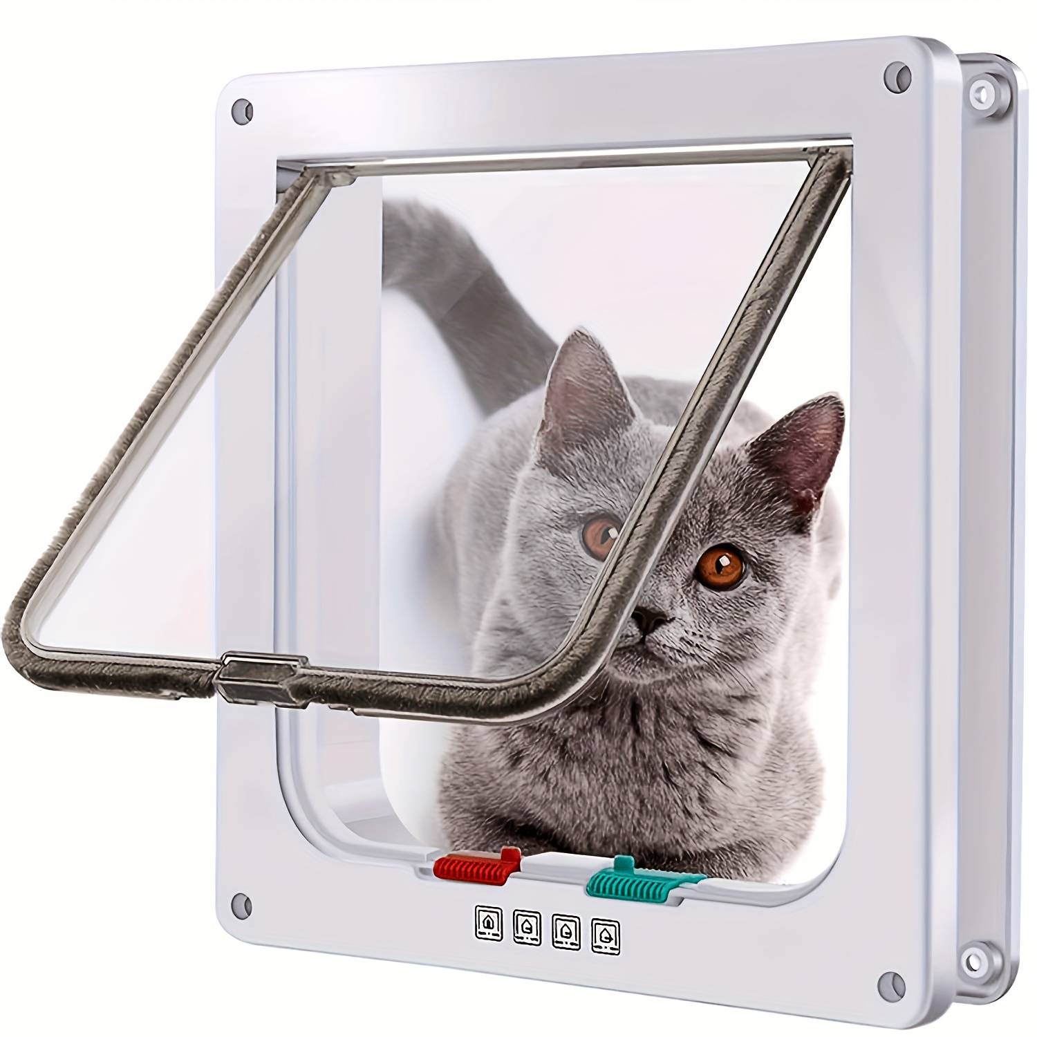 Pet Door For Cats - Safe And Portable, Weatherproof Lock, Multi-functional Pet Door, Suitable For Cats And Dogs - Durable Abs Material, Easy Entry And Exit, , Enhance , Multiple Sizes