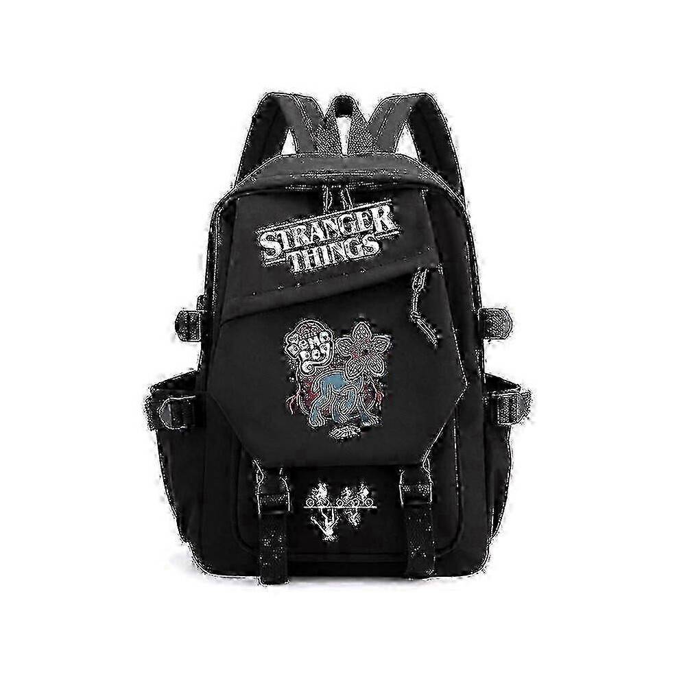 (1) Stranger Things Print Backpack Teens School Bag Multi-functional Large Capacity Durable Material Multiple Colors 25-26