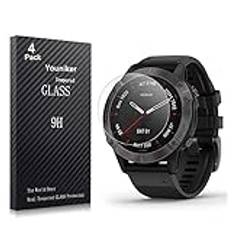 Youniker 4-pack för Garmin Fenix 6 Pro skärmskydd härdat glas för Garmin Fenix 6 Smartwatch skärmskydd filmskydd för Fenix 6 safir repfri bubbelfri