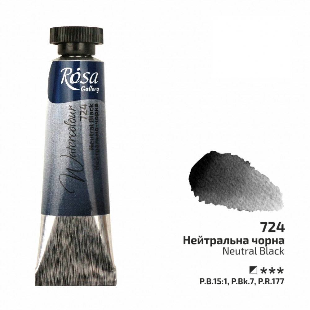 Rosa Gallery akvarellfärg tub 10 ml 724 Neutral black