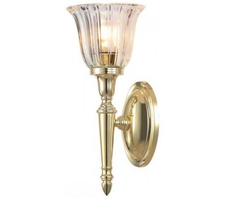 Dryden Badeværelseslampe i messing og glas H33 cm 1 x G9 LED - Poleret messing/Klar