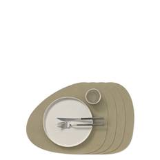 LIND DNA 4-Set Table Mat Curve Nupo |Brown |37X44 cm