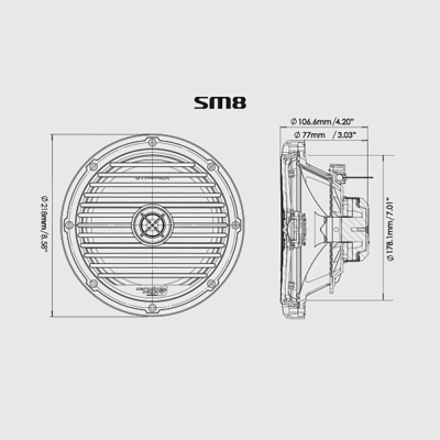 Cerwin Vega SM8 Marine Koaksial højtaler 8" 20 cm 400 watt - sæt 2 stk