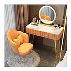 Byrå Skrivbord Modernt sminkbord med sminkbordsset Sovrumsbyrå Enkel marmor Bänkskiva Sminkbord Smink Spegel Pall Sminkbordsset Sminkbord(Orange Chair,80cm)