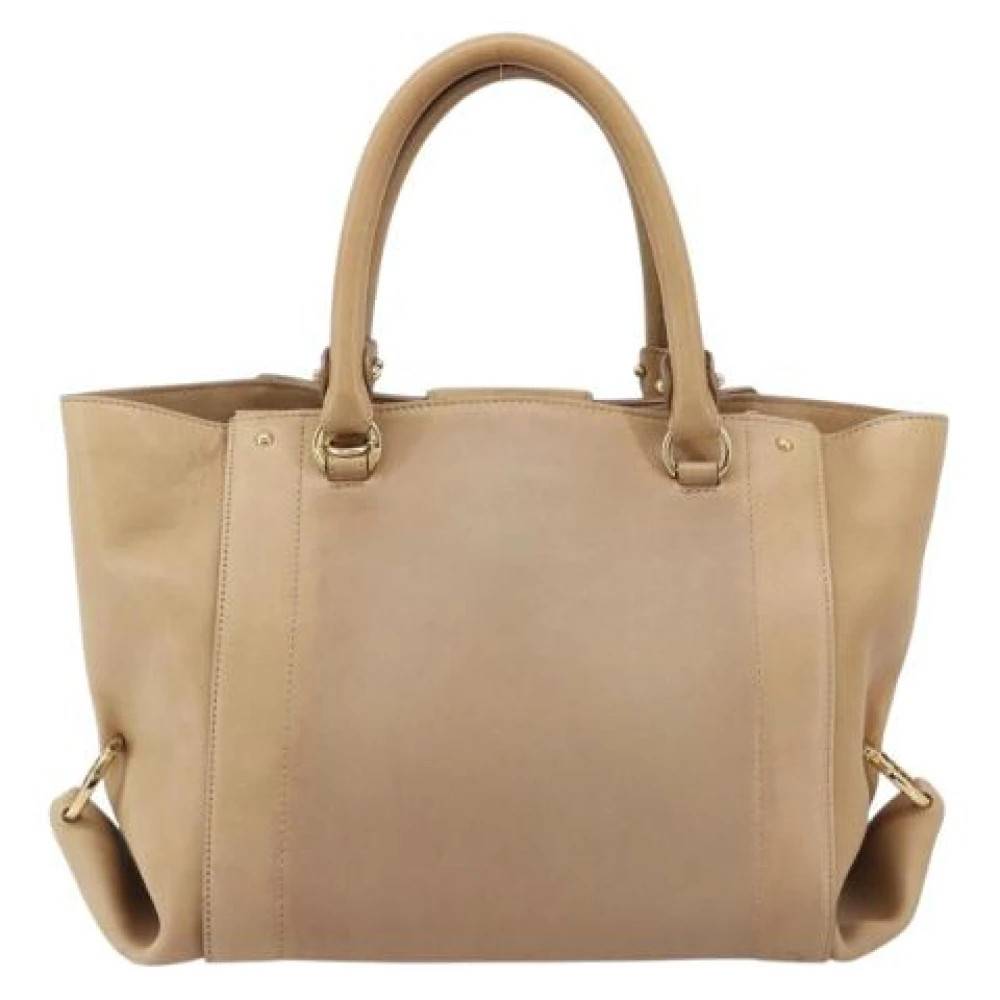 Salvatore Ferragamo Pre-owned Pre-owned Læder Skuldertaske - Vintage - Dame - Beige - ONE SIZE - Uld