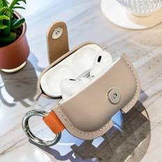 Laddningsfodral Kompatibel med Apple Air Pods Pro, Läderfodral med nyckelring Kompatibel med Apple AirPods Pro 1st (2019) / AirPods Pro 2nd (2022), Lä - Kaki (AirPods Pro,AirPods 3,AirPods Pro (2nd generation))