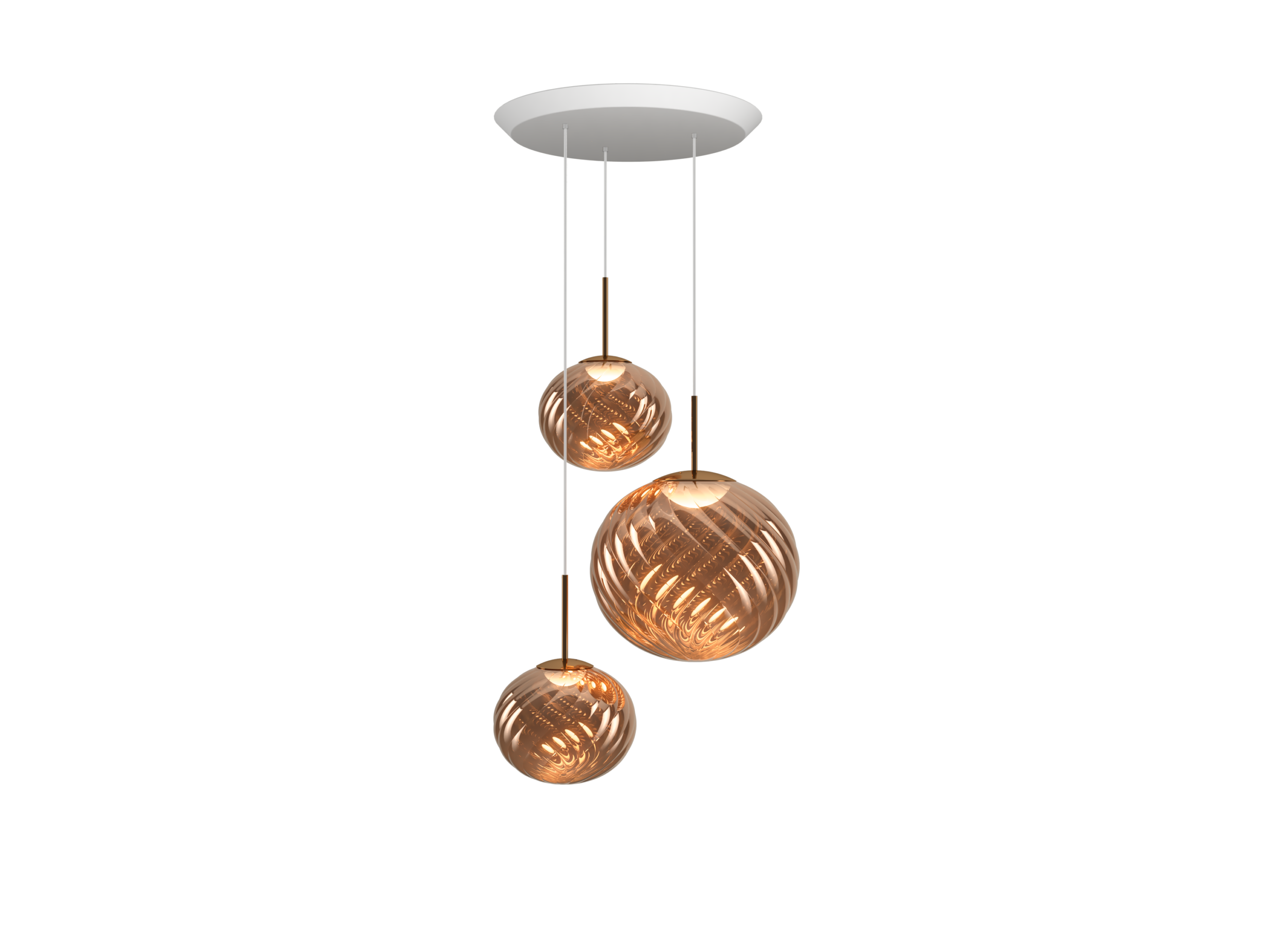 TOM DIXON - Whirl Pendel System, Trio Round Copper LED.