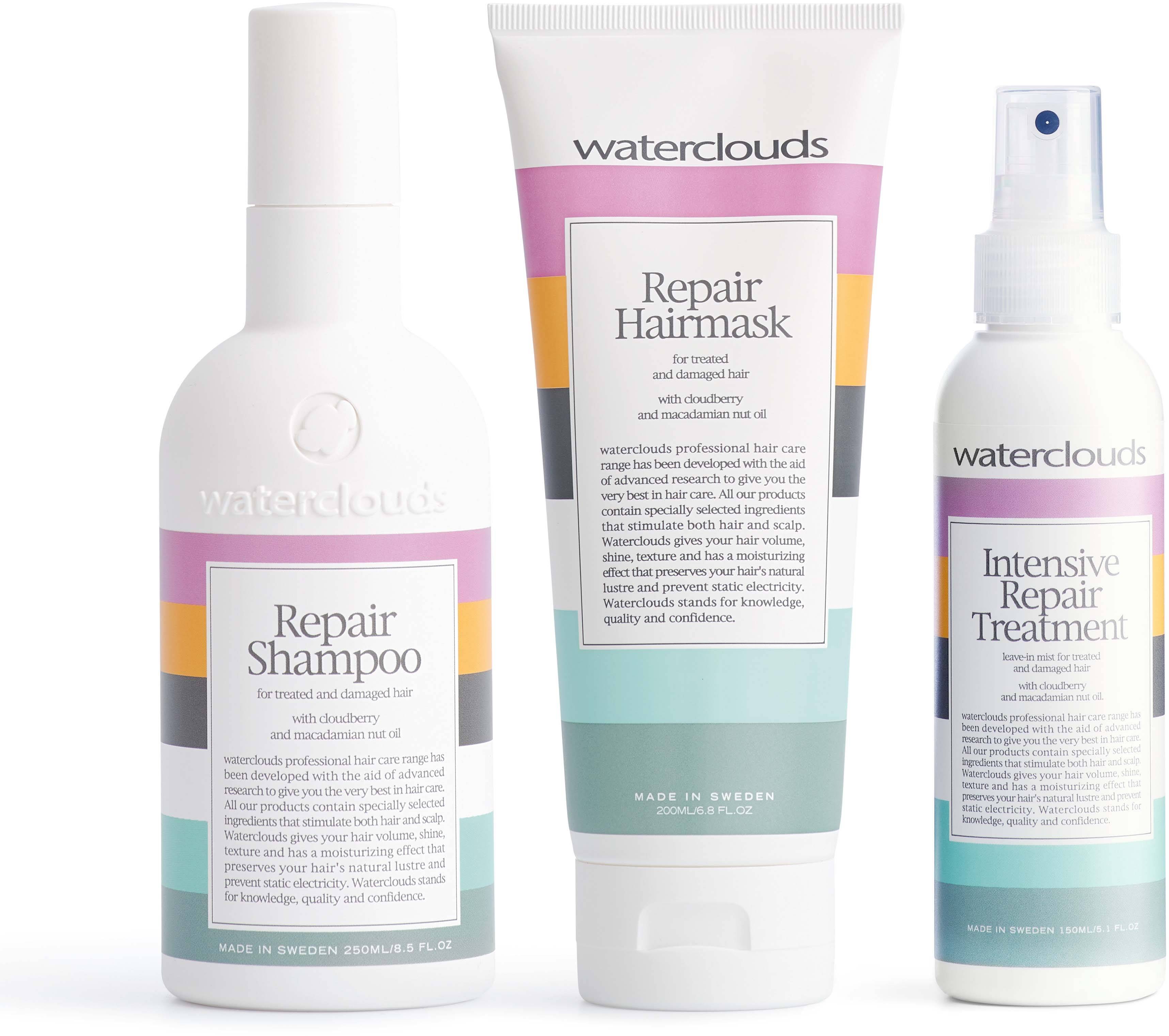 Waterclouds Repair Shampoo 250 ml & Hairmask 200 ml & Intensive Repair Treatment 150 ml