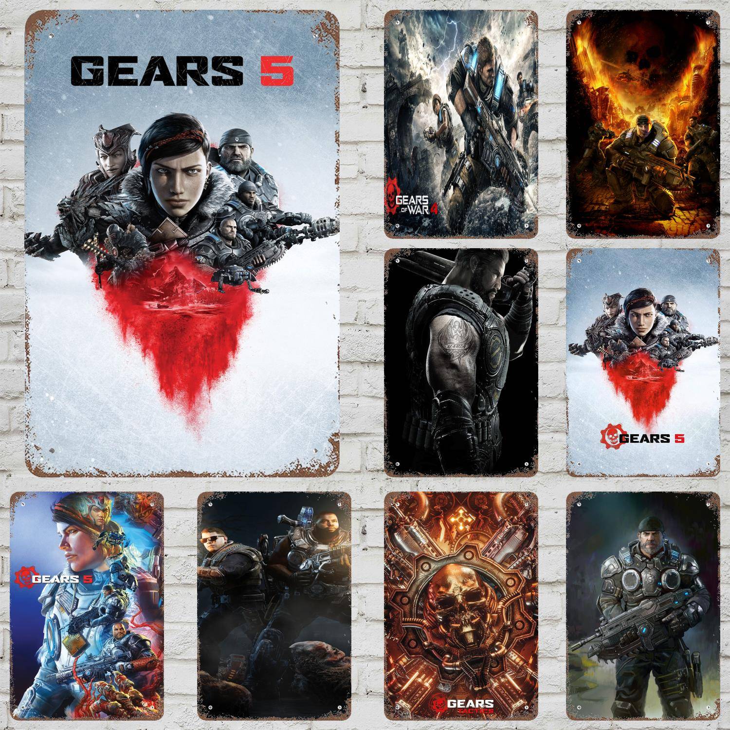 Gears Of War Vintage Metallplåtskyltar Affischer Dekor Retro Metallplatta Väggkonst Dekor för Garage Bar