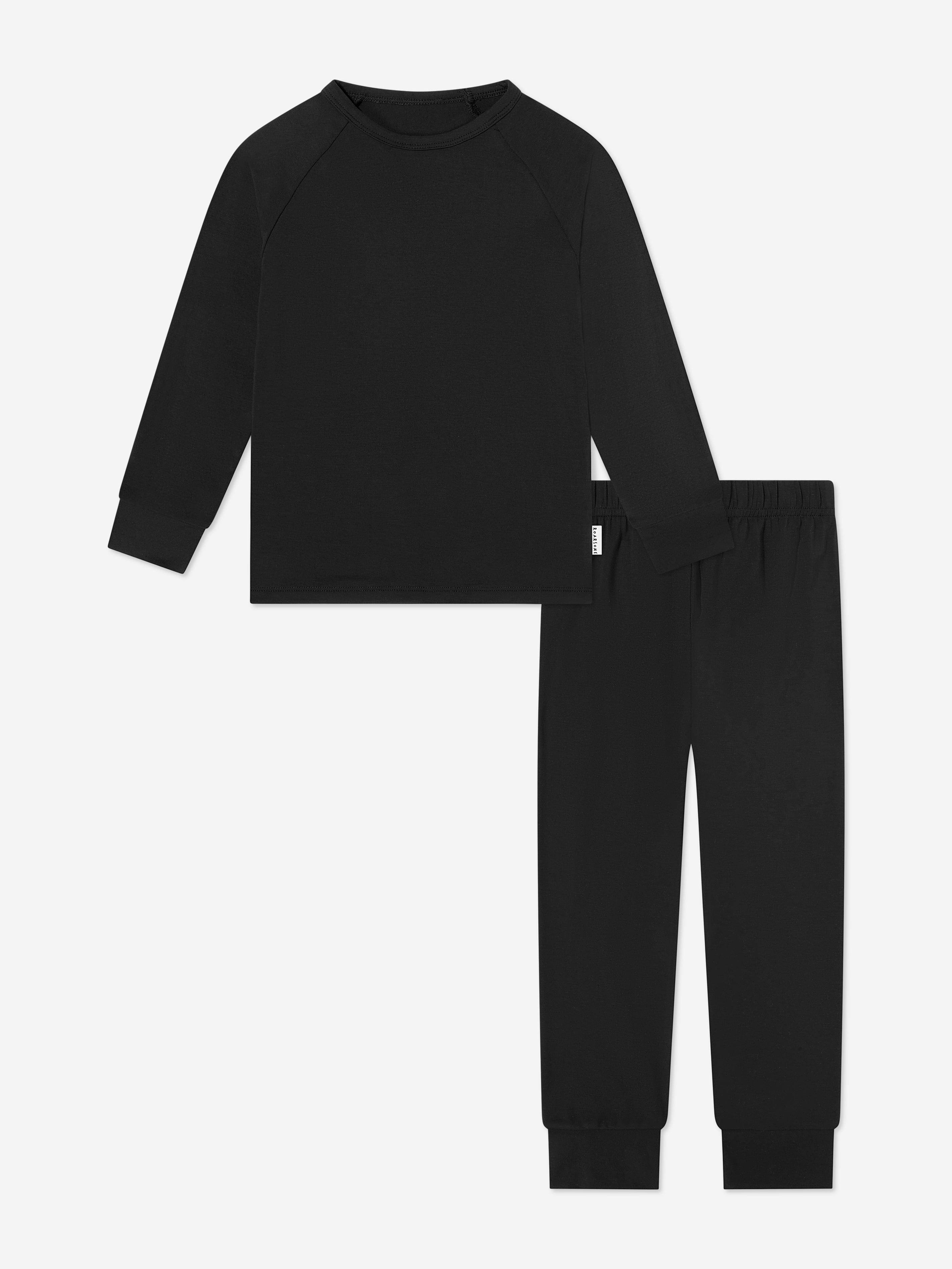 Roarsome Kids Bamboo Base Layers Thermal Set in Black - Black / 4 - 6 Yrs (4 - 6 Yrs)