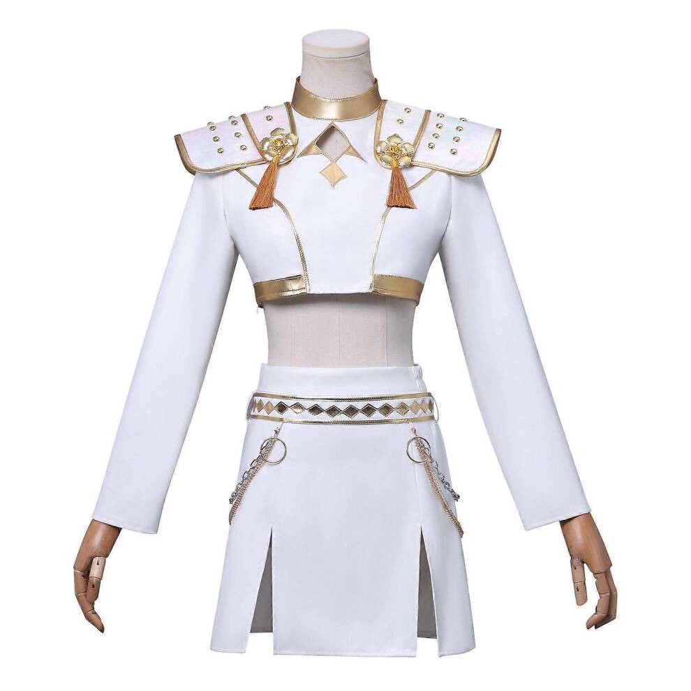 (2XL Adults, Zoey Without Wig) KPop Demon Hunters Cosplay Costume Set Rumi Mira Zoey Halloween Party Fancy Dress for Womens White _c A