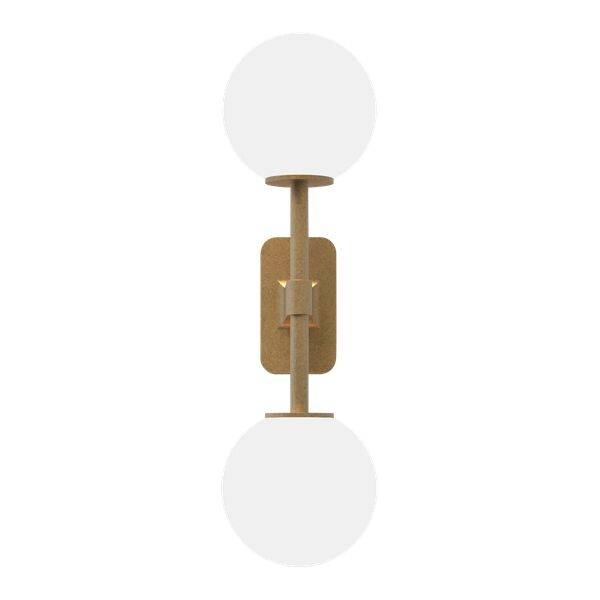 Tacoma Twin Vägglampa Antik Mässing & Lampskärm Opal - Mässing / Opal