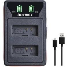 Batmax lp -e12 lpe 12 batteri akku + ledad dubbelladdare med typ c-port & usb-kabel för canon eos m50, eos m100,100d kiss x7 rebel sl1 - 1 laddare