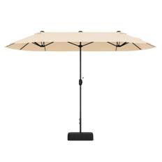 Dobbelt parasol med stativ 400 x 200 cm parasol stor XXL beige