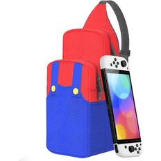 Sød Rejsetaske til Nintendo Switch/Lite/OLED/Steam Deck, Bærbar Crossbody Skuldertaske til NS SD Konsol Dock Joy-Cons Tilbehør Opbevaring Red