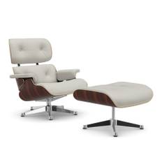 Vitra - Lounge Chair  Ottoman, New, Santos Palisander, Bas - Polerat/Svart, Läder: Kat. L40 - Leather Premium - 93 - Snurrfåtöljer - Charles & Ray Eames - Brun - Metall/Trä