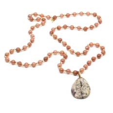 Stone Pendant Halsband Brun