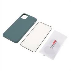 BX Ultra-thin Soft Liquid Silicone Case with Tempered Glass Screen Protector for iPhone 11 Pro