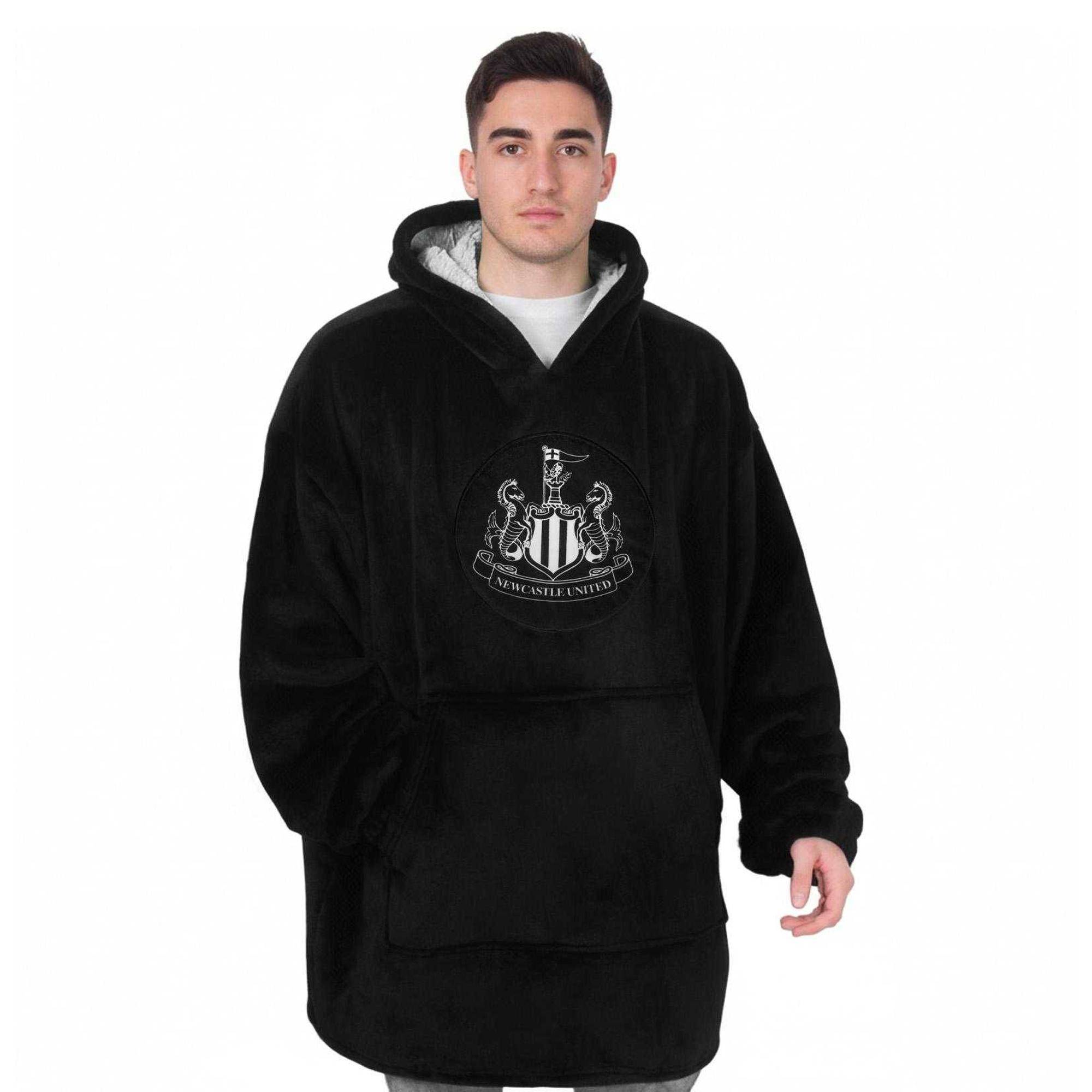 Newcastle United FC Herr Överdimensionerad Filt Hoodie XL-3XL svart