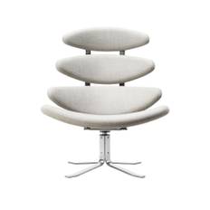 Fredericia Furniture - Corona Chair, Brushed Chrome, Fabric Cat. 1 Capture 4101 - Fåtöljer - Poul M. Volther