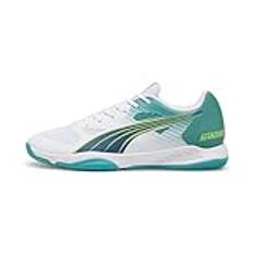 PUMA Unisex ATTACOURT inomhussko, White-Ocean Tropic-glittrande grön-Lime Squeeze, 10,5 UK, Puma Vit ocean tropisk glittrande grön limepress, 45 EU