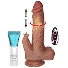 8,7" realistisk dildosvibrator för kvinnor, för vaginal och anal G-punktstimulering, anal penisdildo för män, 10 tryck- och rotationslägen, slickningslägen - multifunktionell uppvärmningsdildo